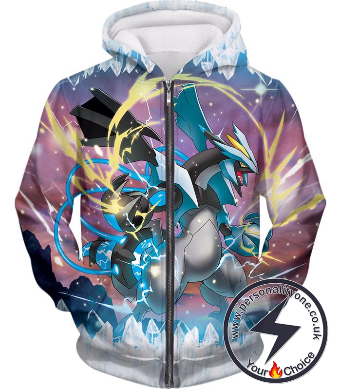 Pokemon Super Cool Dragon Type Generation V Pokemon Black Kyurem Zip Up Hoodie